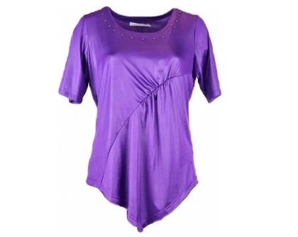 XXL Еластична лилава асиметрична блуза