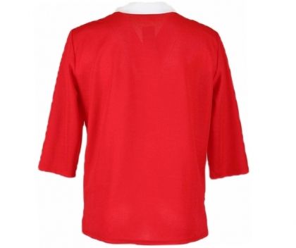 XXL Еластична червена блуза с бяла яка