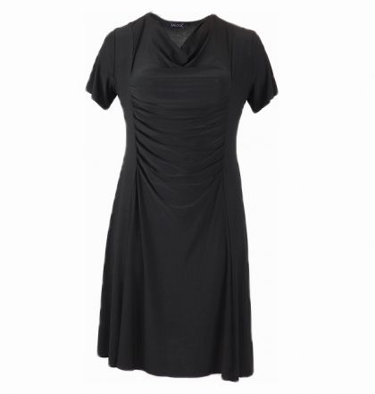 XXL Еластична черна рокля с гръцко деколте