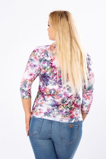Цветна блуза от вискоза на пъстри цветя