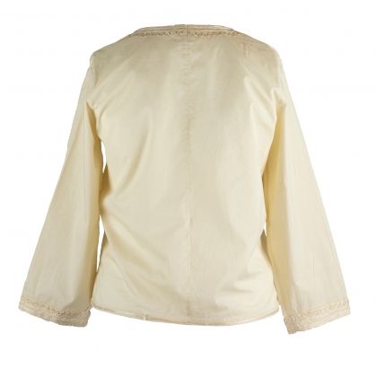 Лека кремава памучна блуза с бродерии