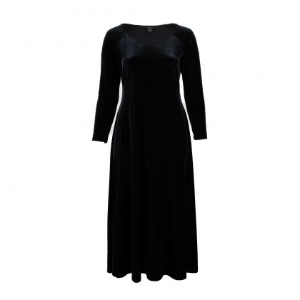 Черна официална рокля от плюш