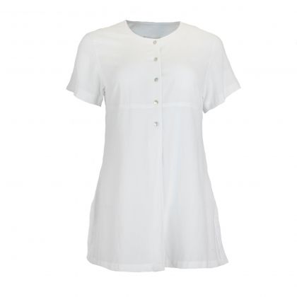 Бяла блуза-туника  от район (изкуствена коприна)