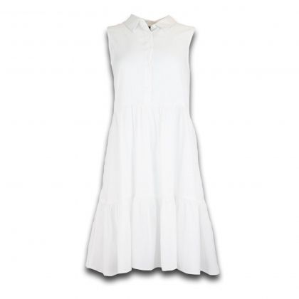 Дълга снежно-бяла рокля от район (изкуствена коприна)