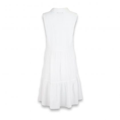 Дълга снежно-бяла рокля от район (изкуствена коприна)
