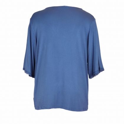 Синя памучна блуза с дантели по ръкавите Z-One