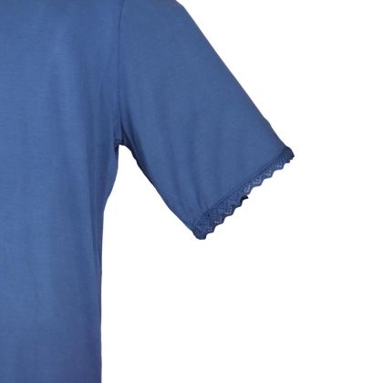 Синя памучна блуза с дантели по ръкавите Z-One