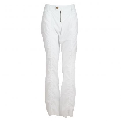Бял памучен панталон с интересен дизайн
