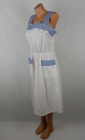 XXL Бяла памучна рокля в морски стил