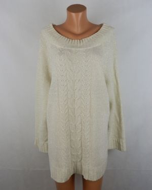 XXL Интересен кремав плюшен пуловер