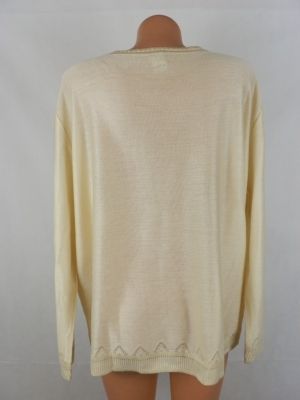 XXXL Тънък кремав пуловер с рисунка