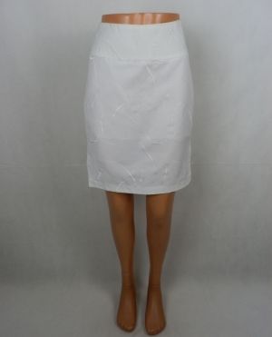 M Бяла еластична бодирана пола с широка талия