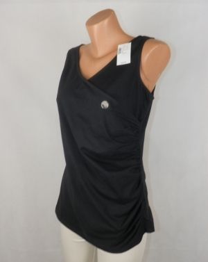 L-XL Черна трикотажна памучна блуза с набори (с етикет)