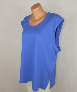 XXXL Синя памучна трикотажна блуза без ръкави 