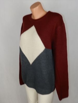 XXL Интересен плътен пуловер