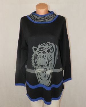 XXL Памучен пуловер с тигрова глава ( с етикет)