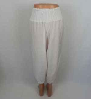 XL-XXL Лек бял памучен панталон на ластици 