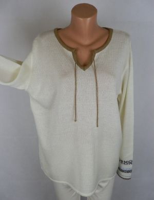 XL-XXL Еластична кремава машинно-плетена блуза