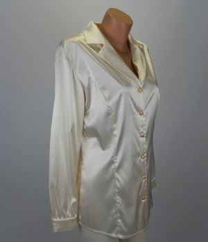 Еластична перлено-кремава риза от сатен