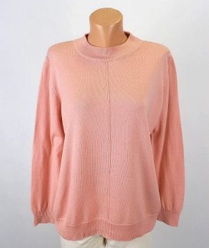 XL-XXL Бледо розов пуловер тип поло от мерино вълна