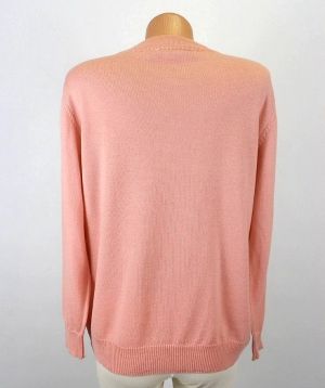 XL-XXL Бледо розов пуловер тип поло от мерино вълна