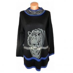 XXL Памучен пуловер с тигрова глава (с етикет)