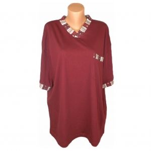 XXXLТрикотажна памучна блуза в цвят бордо 
