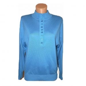 L-XL Красив син вълнен пуловер