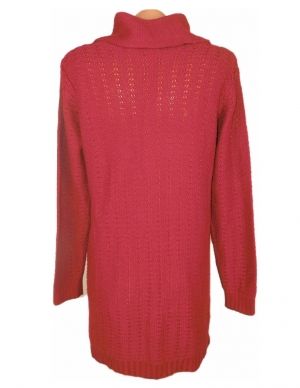 L-XL Дълъг пуловер в цвят бордо