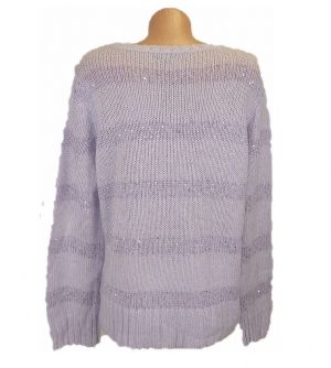 Мек пуловер в цвят лавандула с пайети APT9