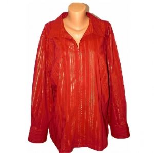 Червена памучна еластична риза с люрексова нишка Liz&Me