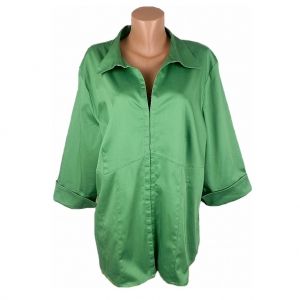 XXXL Зелена памучна еластична риза