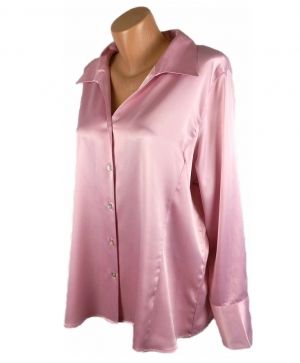 Розова риза от еластичен сатен