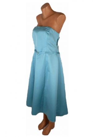 L-XL Тюркоазена рокля за поводи от сатен(с етикет)
