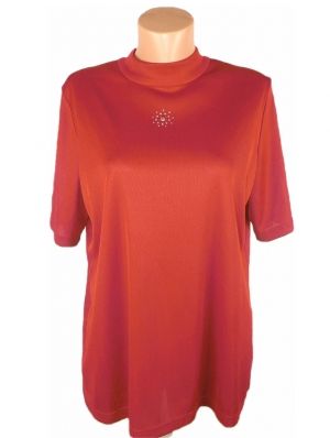 XXL Червена еластична блуза с украси