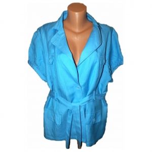 XXL Лятна тюркоазена блуза-сако от район и лен