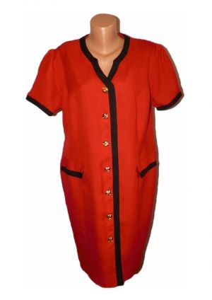 XL Червена ленена рокля