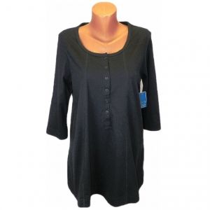 Черна трикотажна памучна блуза KappAhl