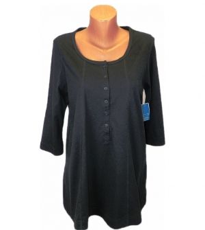 L-XL Черна трикотажна памучна блуза ( с етикет)