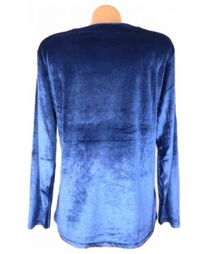 XL Еластична кадифена блуза в турско синьо