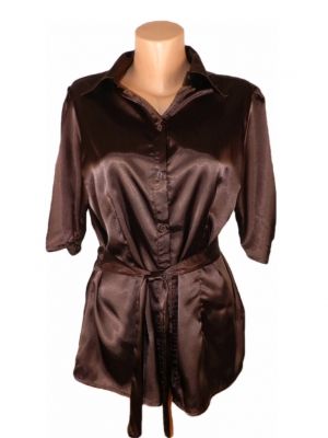 L-XL Шоколадова блуза от сатен