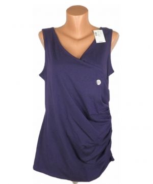 XXL Лилава трикотажна памучна блуза с набори (с етикет)