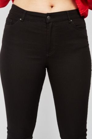 XXL Черен памучен панталон тип дънки Uk22