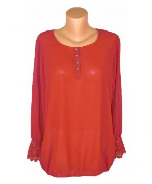 Червена шифонова блуза с дантела Zhenzi