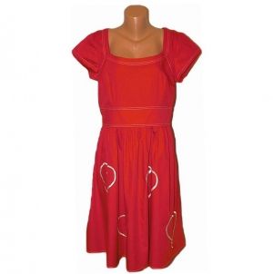 XL Червена памучна индийска рокля