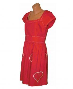 XL Червена памучна индийска рокля