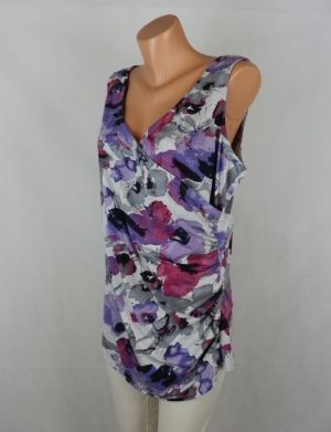 Цветна памучна трикотажна блуза с набори