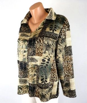 XL-XXL Еластична блуза-сако от интересна плисирана материя с украси