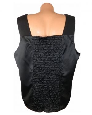 XXL Черна блуза топ с ластици на гърба