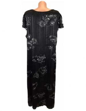Дълга черно-бяла рокля Lace&amp;Mesh